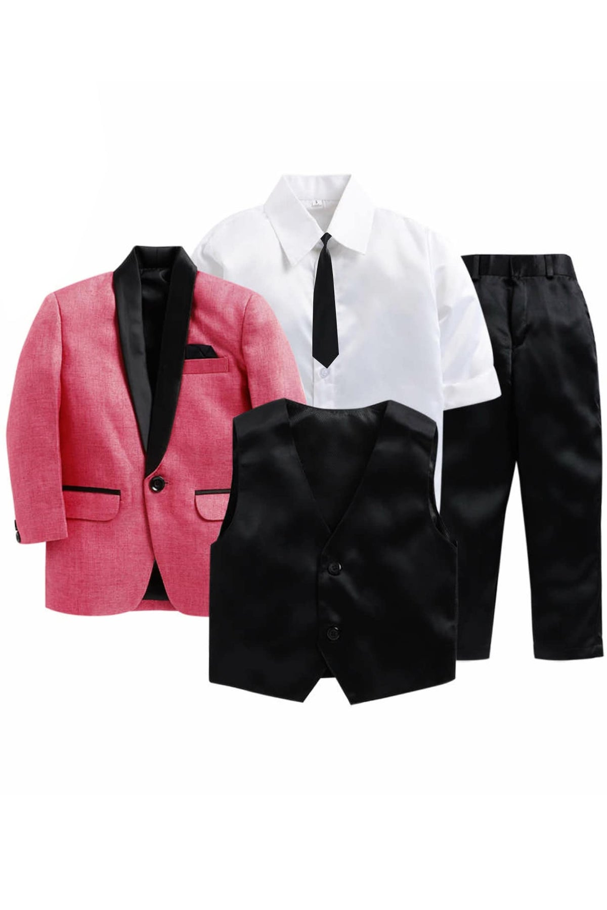 Jeetethnics Boys Pink Coat Suit Set With Waistcoat Shirt And Trousers (9063Dhh)
