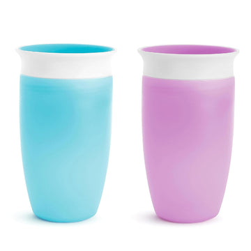 Munchkin Miracle 360 Toddler Sippy Cup, Spill Proof, 10 Ounce, 2 Pack, Blue/Purple