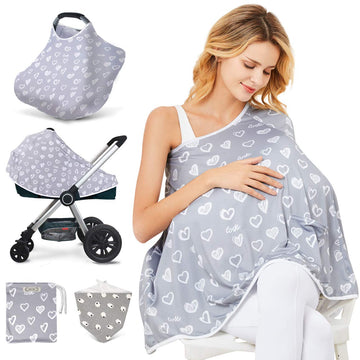 Kefee Kol Baby Nursing Cover & Nursing Poncho - Multi Use Cover For Baby Car Seat Canopy, Shopping Cart Cover, Stroller Cover, 3