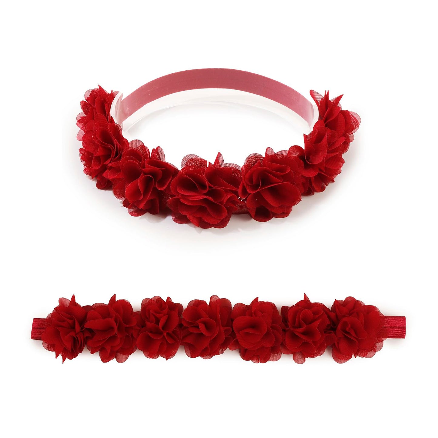 Mligril Baby Girl Nylon Headbands Flower Hair Bows Accessories-Elastic Hair Band Crown Handmade Floral Wraps Birthday Christmas