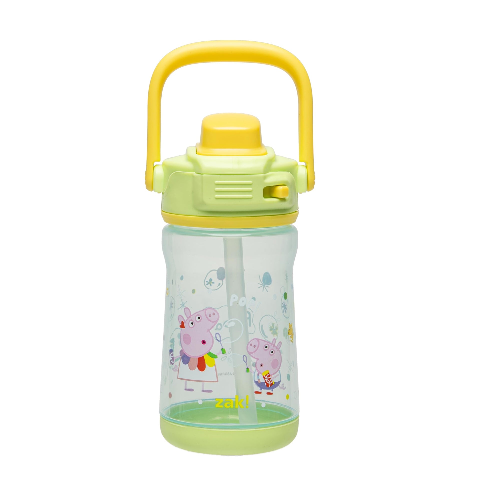 Zak Designs Peppa Pig Beacon Kid Water Bottle for Travel or At Home, 12oz Plastic is Durable and Leak-Proof with Liquid Lock Spo