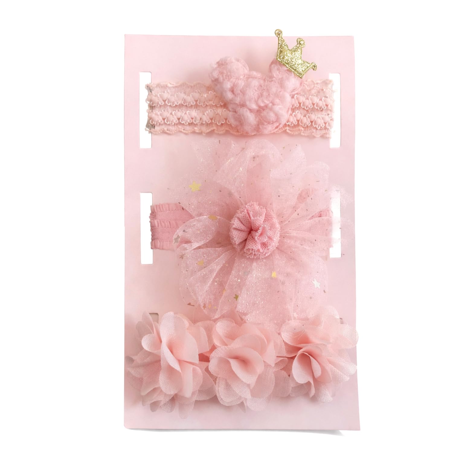 Syga 3 Pack Baby Girl Headbands  Soft Stretchable Flower & Crown Hairbands, Comfortable Nylon Elastic Hair Accessories For Newb