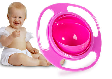 360 Spill Resistant Gyro Bowl With Lid(Pink)