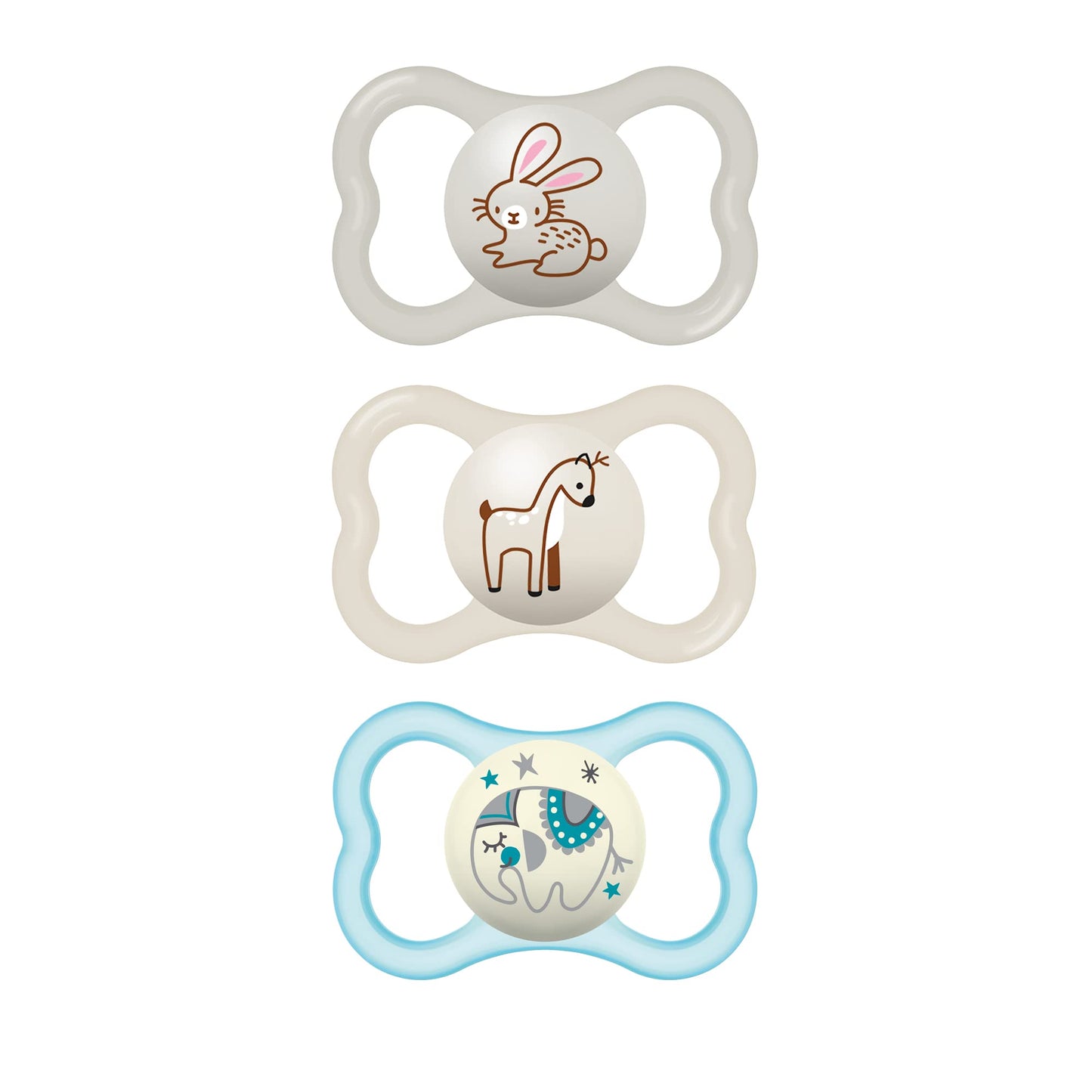 Mam Air Night & Day Baby Pacifier, For Sensitive Skin, Glows In The Dark, 3 Pack, 6-16 Months, Unisex