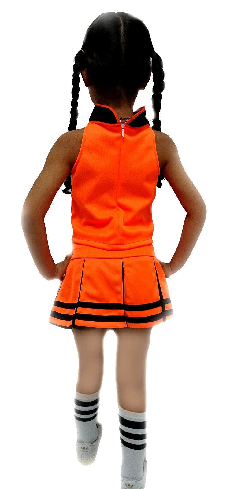 Total 2550 Little Girls' Cheerleader Cheerleading Outfit Uniform Costume Cosplay Halloween Bright Orange/Black (Xl / 10-12) Xl /