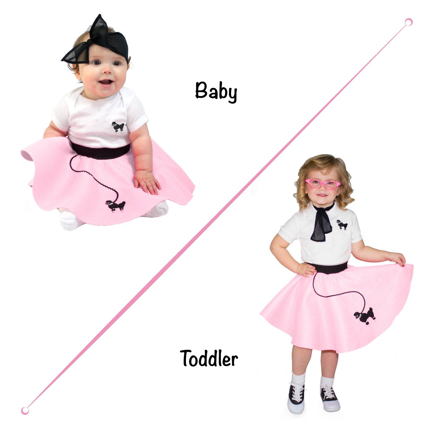 Hip Hop 50'S Shop Baby And Toddler Poodle Skirt (Light Pink, Baby)