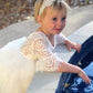 2Bunnies Girl Peony Lace Back A-Line Tiered Tutu Tulle Flower Girl Dress (White Bell Sleeve, 2T)