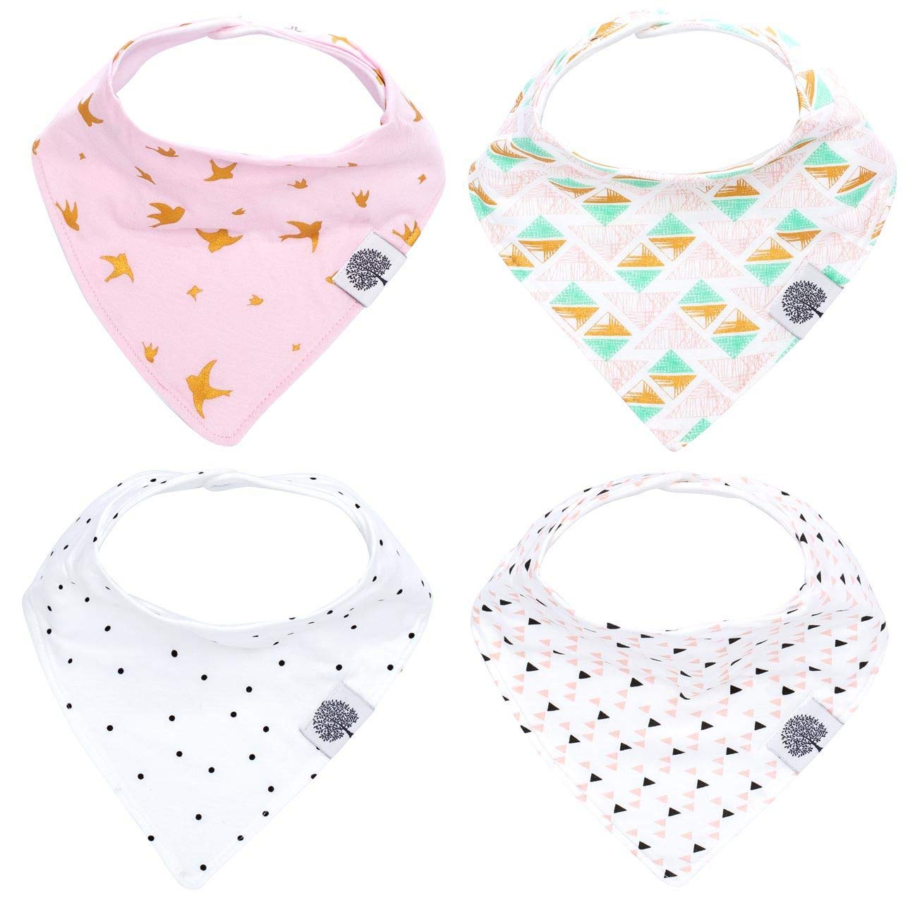 Parker Baby Co. Bandana Drool (Pack of 4) Baby Bibs for Girls - Blush Set