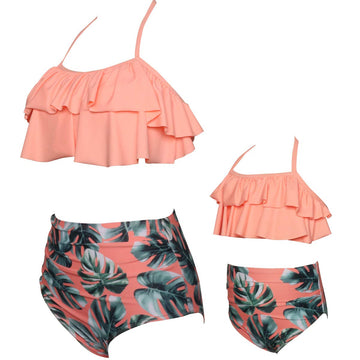 Baby Girls Bikini Swimsuit Set Family Matching Mother Girl Swimwear Baithing Suit (X-Large, Orange)