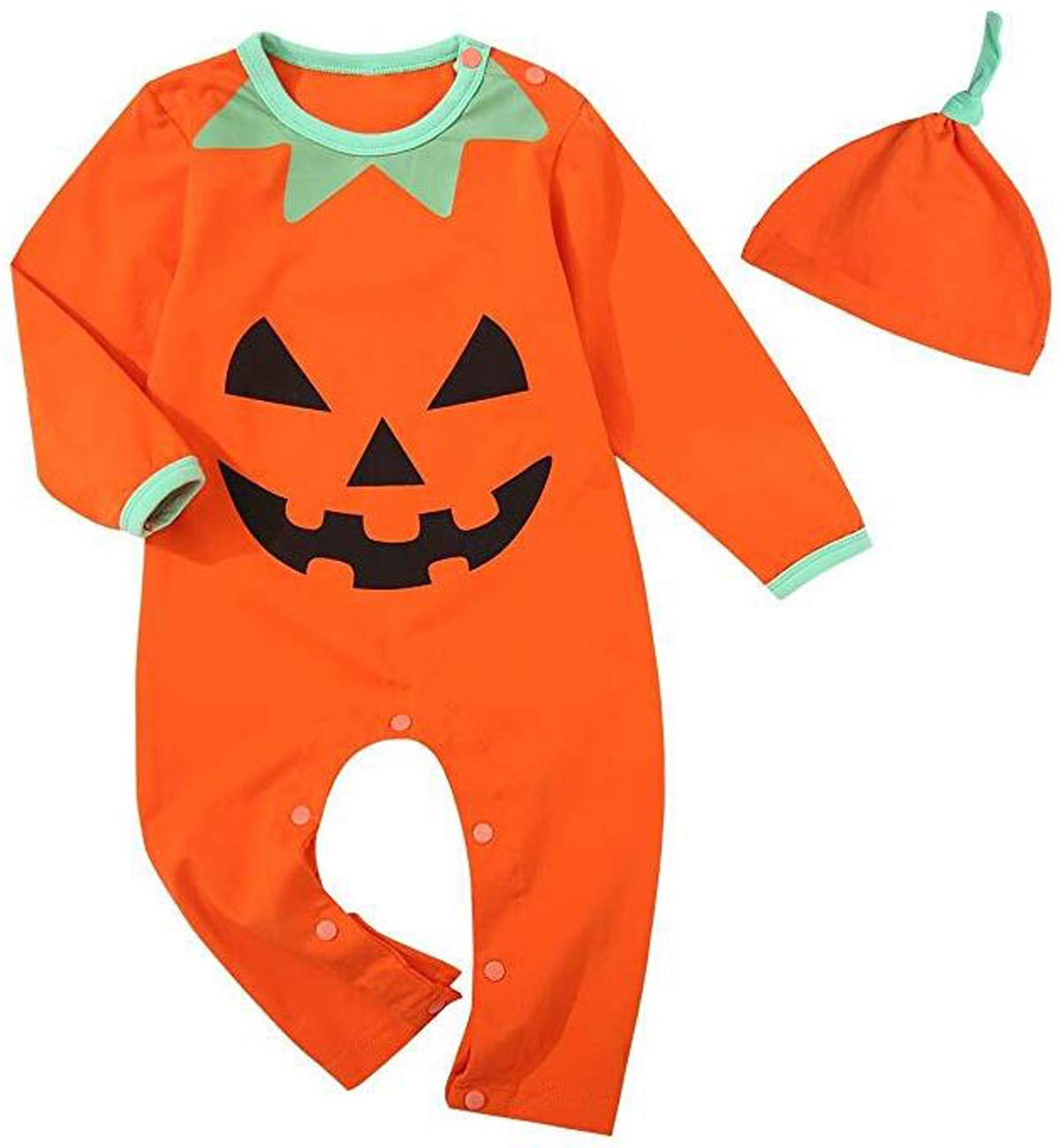 Baby Boys Girls Halloween Outfit Newborn My First Halloween Clothes Pumpkin Outfit (Orange, 0-3 Months)