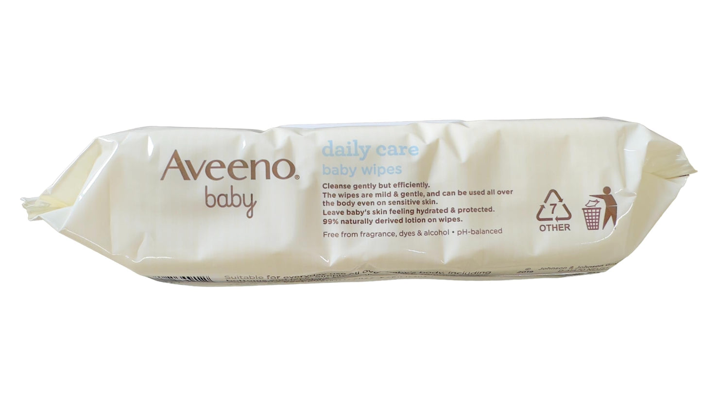 Aveeno Baby Daily Care Wipes - Cleanse Gently And Efficiently - Baby Wipes - Baby Essentials - 72 Wipes, Lid On Each Pack, Pack