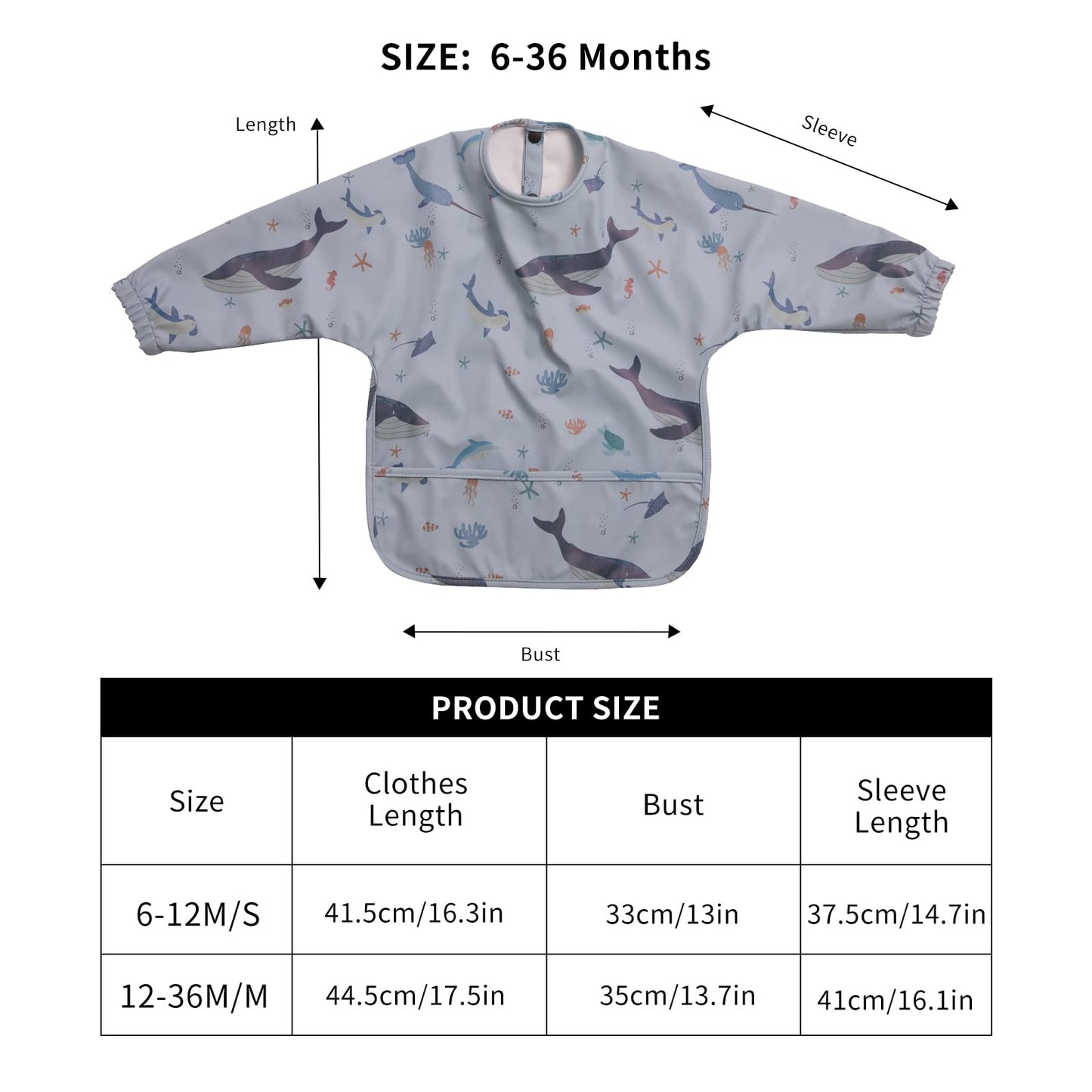 Halaa Vauva Long Sleeve Baby Bibs For Toddlers, Waterproof, Mess Proof, Coverall, Easy Clean Outfit Baby Smock With Food Catcher