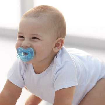 Chicco Physioforma 100% Soft Silicone One Piece Pacifier For Babies 6-16 Months | Bpa & Latex Free | Reusable Case | Blue/Green,