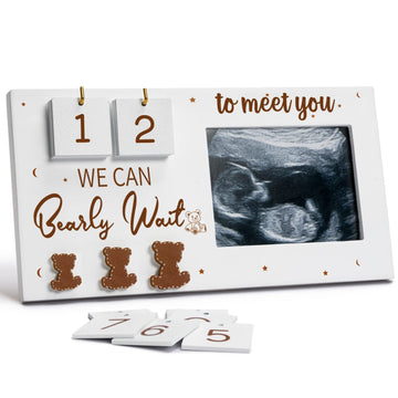 Expecting Parents To Be Unique Gifts For Pregnant Women, Sonogram Picture Frame Pregnancy Gift We Can Bearly Wait With Countdown