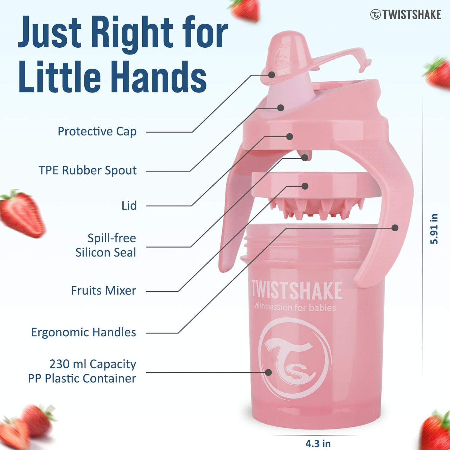 Twistshake Mini Cup 230Ml / 8Oz 4+M Pastel Pink