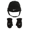 Nike Baby Boy'S Swoosh Baby Fleece Cap Gloves Set (Infant/Toddler) Black/White 2T-4T (Toddler)