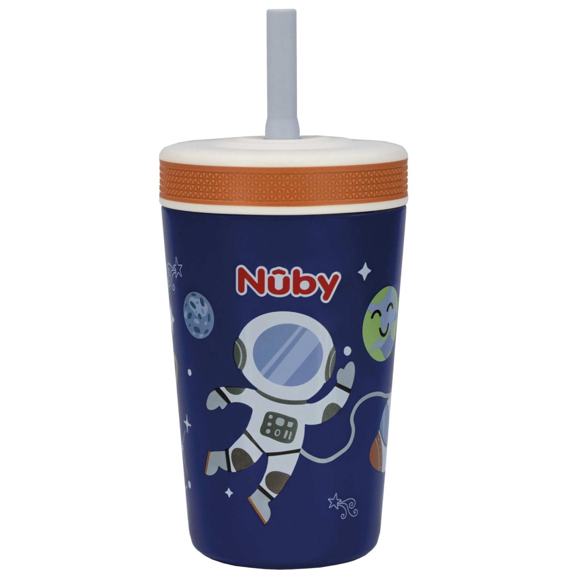 Nuby Thirsty Kids Insulated Toddler Cup with Silicone Flexstraw - 12 oz - Stainless Steel and Leak-Resistant - 18+ Months - Astr