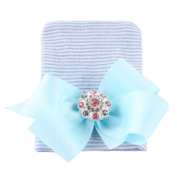 Dreshow Bqubo Newborn Hospital Hat Infant Baby Hat Cap Big Bow Nursery Beanie 3 Pack
