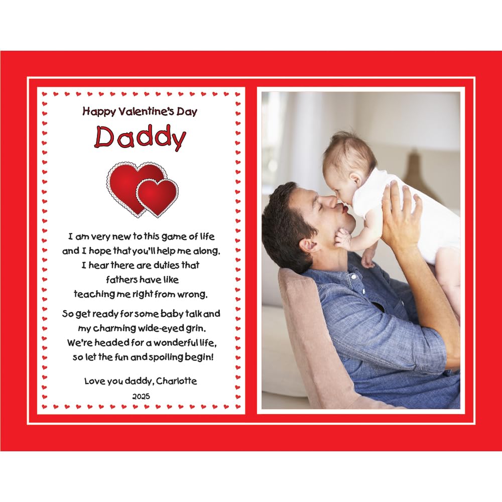 First Valentine'S Day Poem Gift From Baby To Daddy, 8X10 Inch Print Personalized With Names And Photo