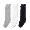 Epeius 3 Pair Pack Baby Girls Uniform Knee High Socks Toddlers Boys Seamless Cotton Tube Ruffled Stockings For 12-36 Months,Blac