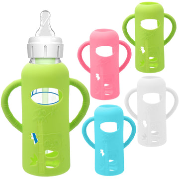 4 Pack Silicone Sleeves For Dr. Brown'S Glass Baby Bottles - Drop Protection Baby Bottle Sleeves,Compatible With Dr. Brown'S New