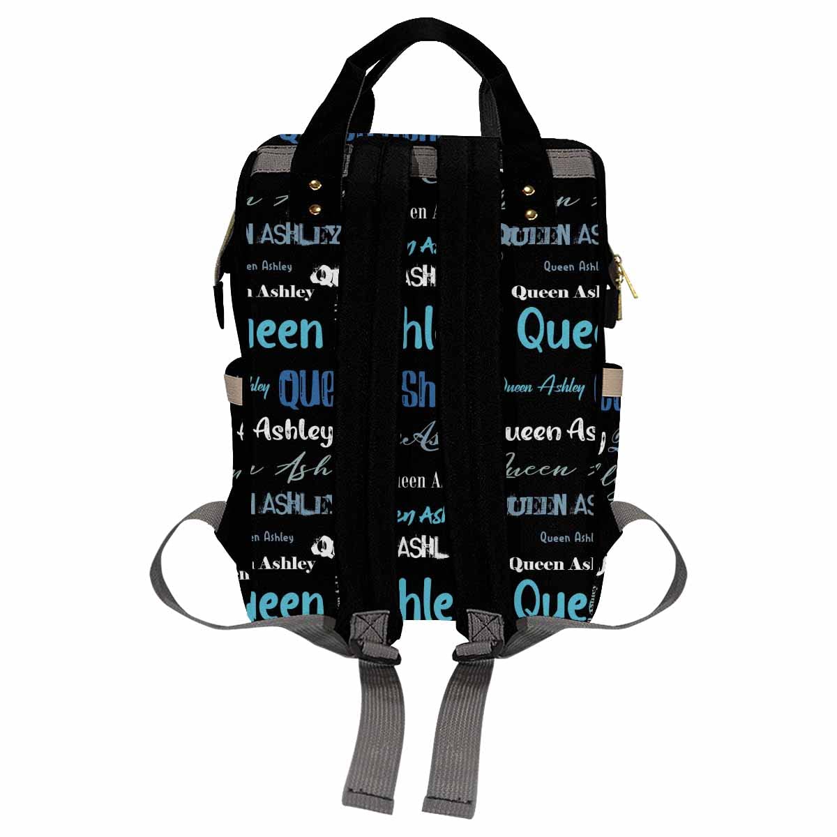 Artsadd Custom Name Diaper Bag Mommy Nappy Bags, Personalized Black And Blue Signature Handbags Large Capacity Multi-Function Nu