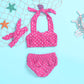 Baby Girl Bikini,Kids Toddler Polka Dot Swimsuits Halter Swimwear Bikinis Set With Headband (Pink, 2T)