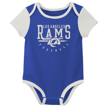 Outerstuff Nfl Newborn Baby And Infant Short Sleeve Bodysuit Variety 3-Pack - Los Angeles Rams, 18M