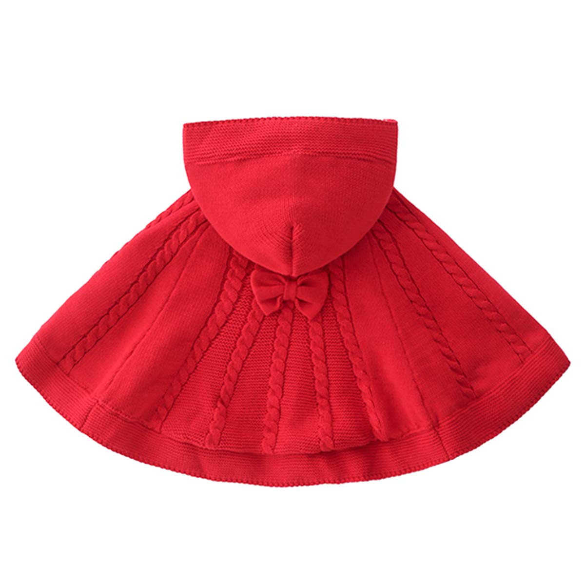Famuka Baby Girl Cloaks Warm Knitted Poncho Toddlers Red Cape Cloak (Red, 12-18 Months)