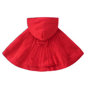 Famuka Baby Girl Cloaks Warm Knitted Poncho Toddlers Red Cape Cloak (Red, 12-18 Months)