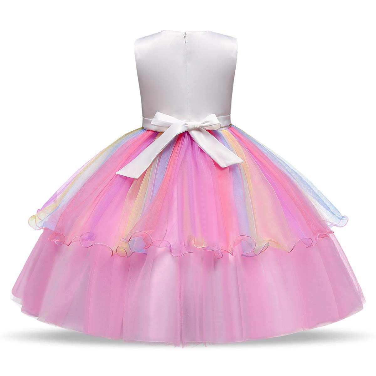 Uraqt Unicorn Costume, Princess Unicorn Dress For Girls, Fancy Dress With Necklace/Headband For Birthday/Cosplay/Party/Christmas