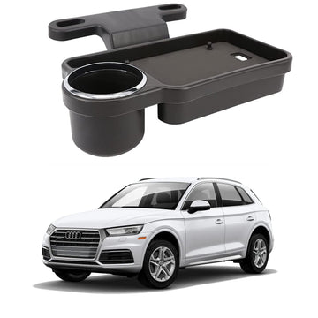 Oshotto (FT04) Foldable Car Auto Headrest Rear Back Seat Table Drink Food Cup Tray Holder Compatible with Audi Q5  Black