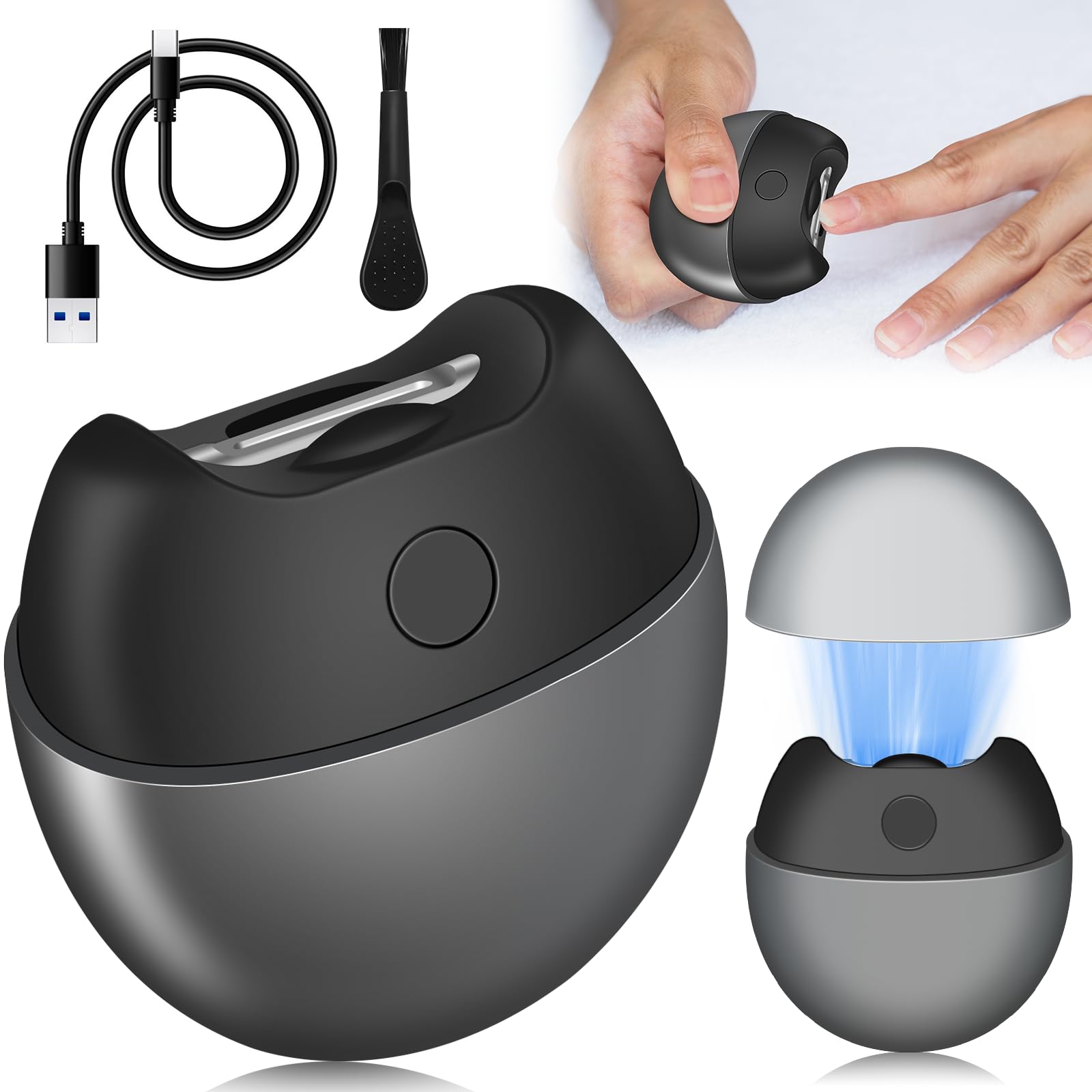 Electric Automatic Nail Clipper With Light, 2-Speed Trimmer, Usb Rechargeable, Nail Scraps Storage & Magnetic Cover, Safe For Ba