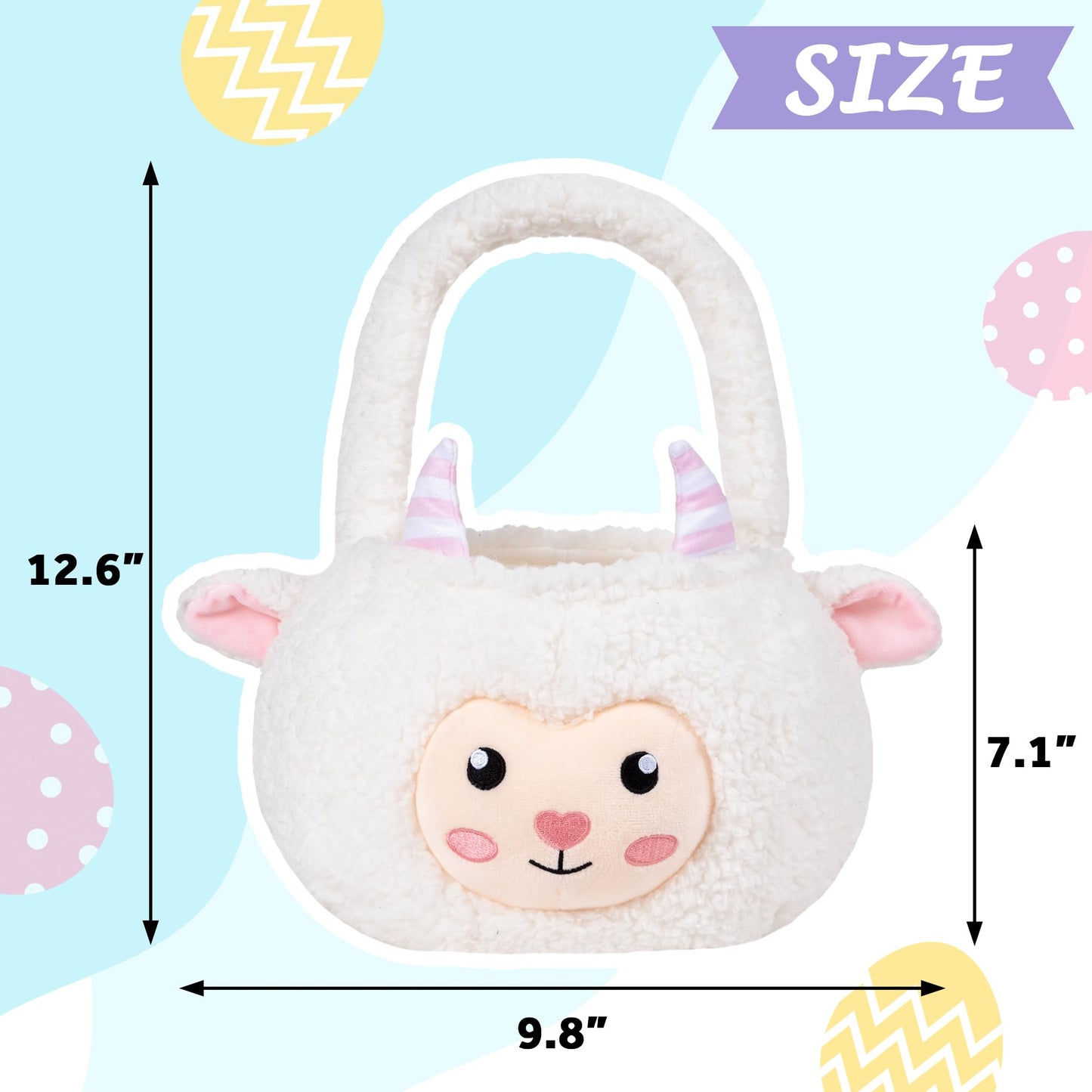 Sheep Easter Basket For Kids, Cute Plush Empty Bucket With Small Ears And Handle Egg Hunt Tote Candy Bag Basket For Boys Girlste