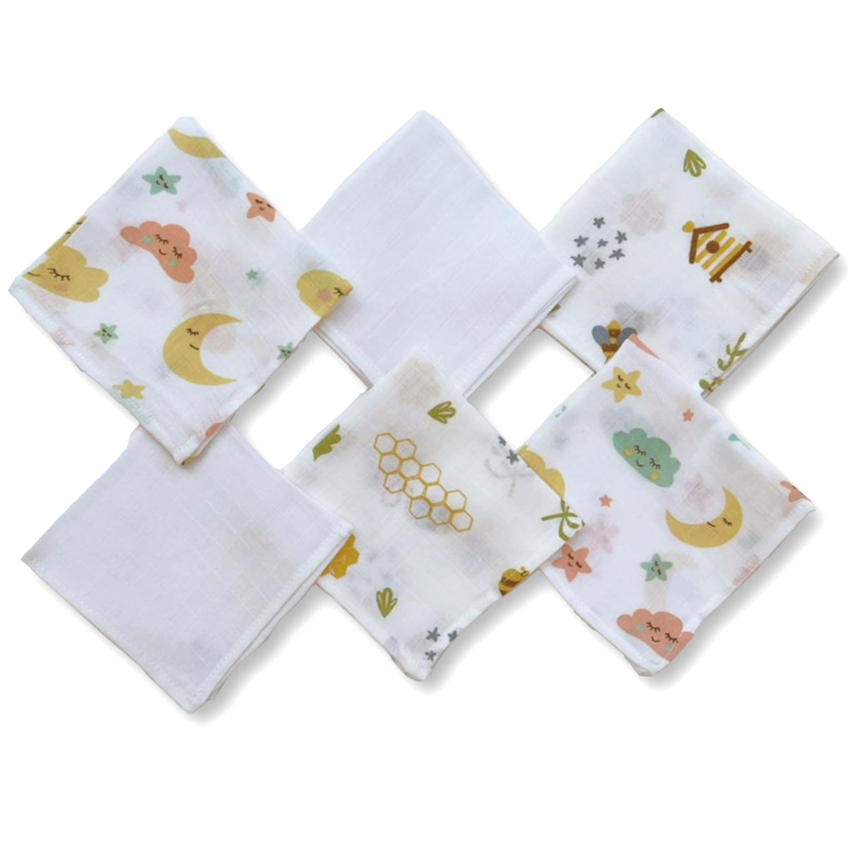 Profab Organic Cotton Face Towels/Hankies For Newborn Baby Muslin Wash Cloth Reusable Napkins Ideal For Infants,Toddlers, Pack O