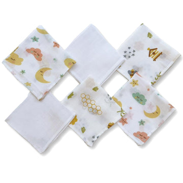 Profab Organic Cotton Face Towels/Hankies For Newborn Baby Muslin Wash Cloth Reusable Napkins Ideal For Infants,Toddlers, Pack O