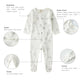 Owlivia Organic Cotton Baby Pajamas, Boys Girls Zip Front Sleep  'N Play, Footed Sleeper, Long Sleeve(0-3 Months, Grey Leaf)