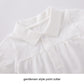 Pureborn Baby Boy Baptism Outfit Infant Short Sleeve Collared Christening Romper Summer Cotton One-Piece 9-12 Months Off White