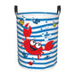 Pevtufa Red Funny Crab On Blue Stripe Foldable Laundry Basket Organizer,Fabric Clothes Toy Storage Basket Nursery Hamper Storage