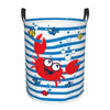Pevtufa Red Funny Crab On Blue Stripe Foldable Laundry Basket Organizer,Fabric Clothes Toy Storage Basket Nursery Hamper Storage