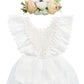 Bgfks Lace Ruffle Sleeve Romper Tutu For Baby Girl,Newborn Toddler Girls Bodysuit Tutu Dress With Flower Headband