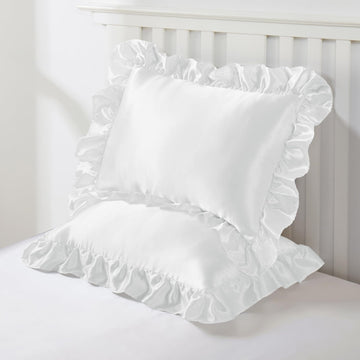 Entisn Ruffle Satin Toddler Pillowcase Set Of 2, 13 X 18 Inch Toddler Silky Pillow Covers With Envelope Closure, Anti Wrinkle So