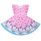 Labeca Baby Girls Printed Casual Party Dresses Twirly Ruffle Sleeve Dress Butterfly Unicorn Cap Xs