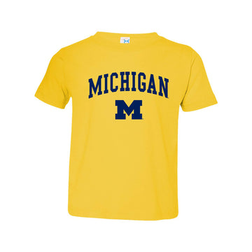 Ugp Campus Apparel Ts03 - Michigan Wolverines Arch Logo Toddler T Shirt - 5/6T - Yellow