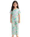 ANTHRILO Summer Pyjama Set for Girls | Pure Cotton| Casual Wear |Icecream Aqua Short Sleeves Pyjama Set  Aqua 34 Years