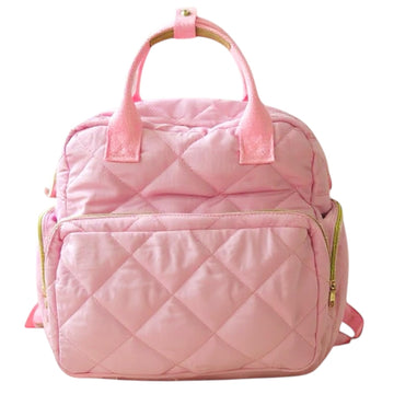 Tristan Home Quilted Diaper Bag Backpack - Insulated Bottle Pockets, Maternity Hospital Travel Bag for Moms (Pink)