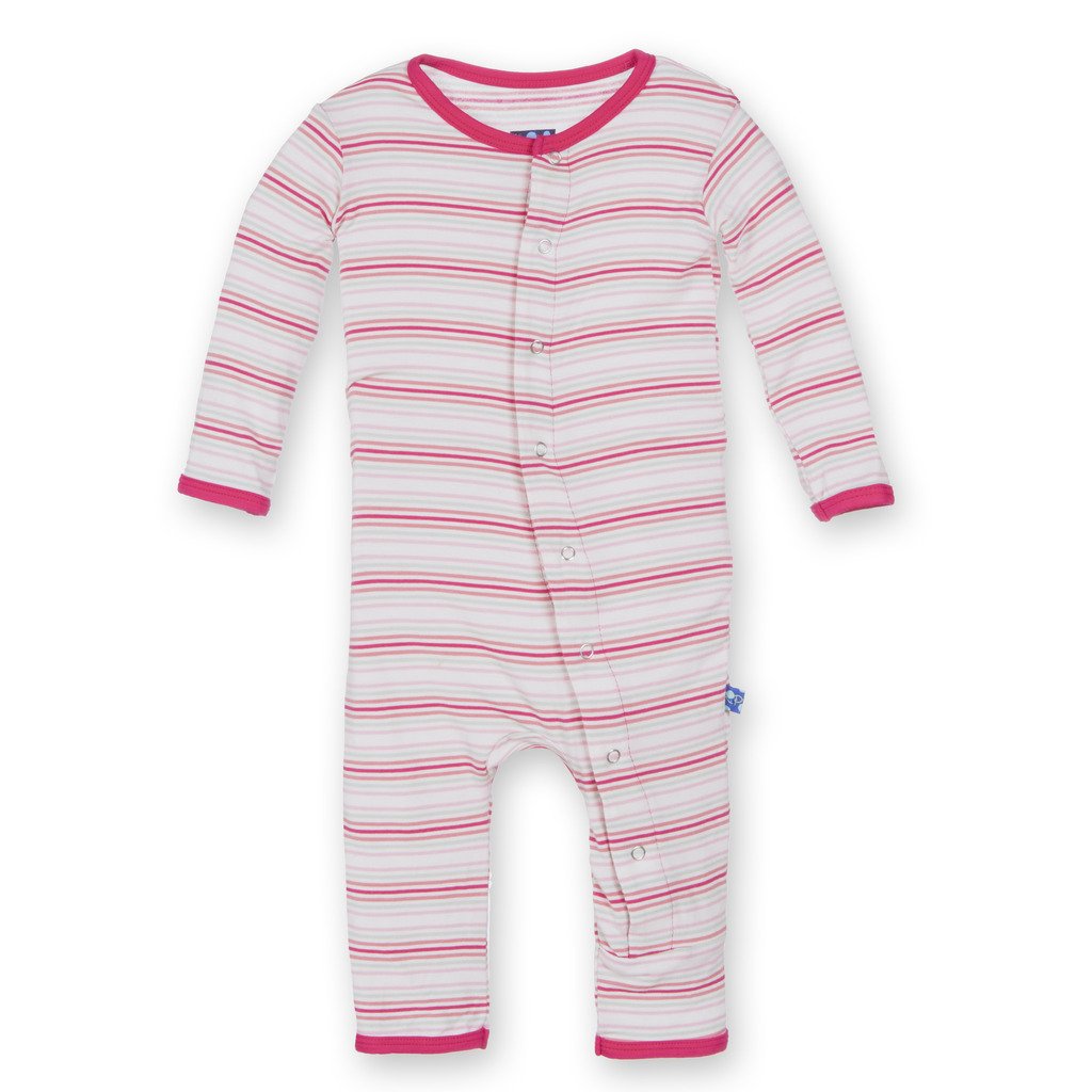 Kickee Pants Little Girls Print Fitted Coverall- Girl Desert Stripe, 0-3 Months