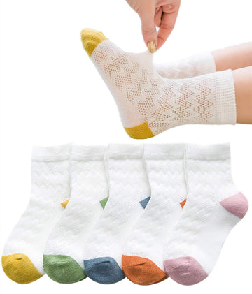 Behele Unisex Baby Socks Girl Boy Summer Toddler Infant Ankle Pointelle Eyelet Soft Cotton Thin Mesh Socks 5 Pairs 0-12T (S(1-3T