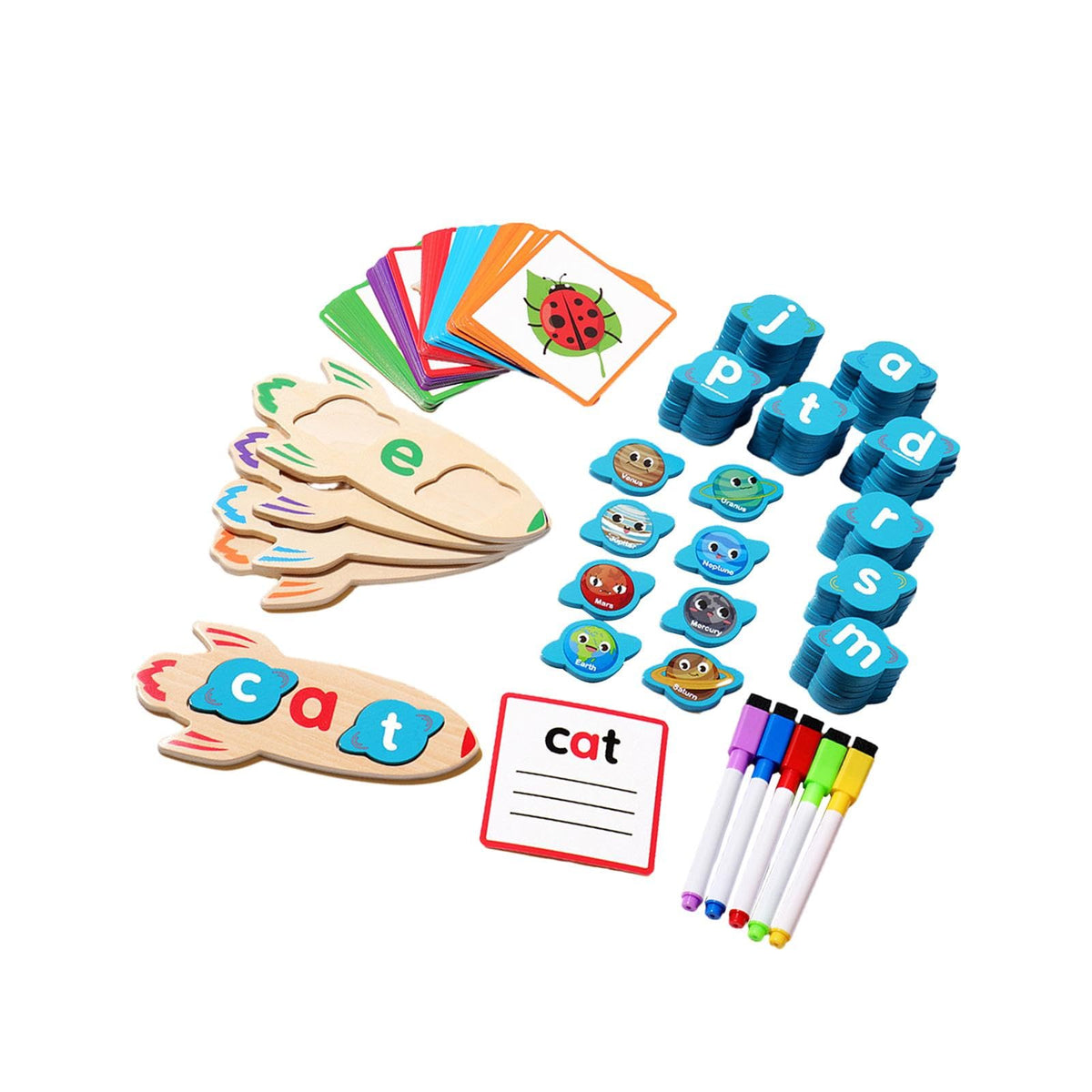ATORSE Wooden CVC Word Games Puzzle Vowel Reading Letters Sorting Spelling Games|Baby | Toys for Baby | Developmental Baby Toys
