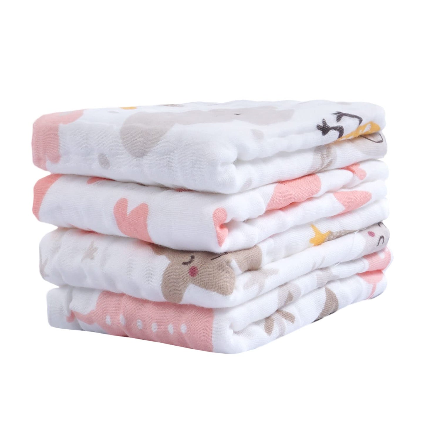 Viviland Baby Muslin Burp Cloths, 10 X 20 Inches 6-Layer Baby Bath Towels, 100% Cotton Super Absorbent Washcloths For Baby Girl
